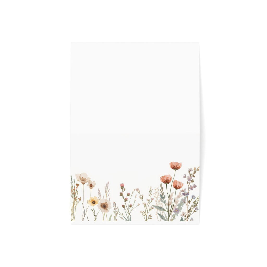 Floral Greeting Cards — Set of 1/10/30/50 (Minimal Wildflower Note Cards)