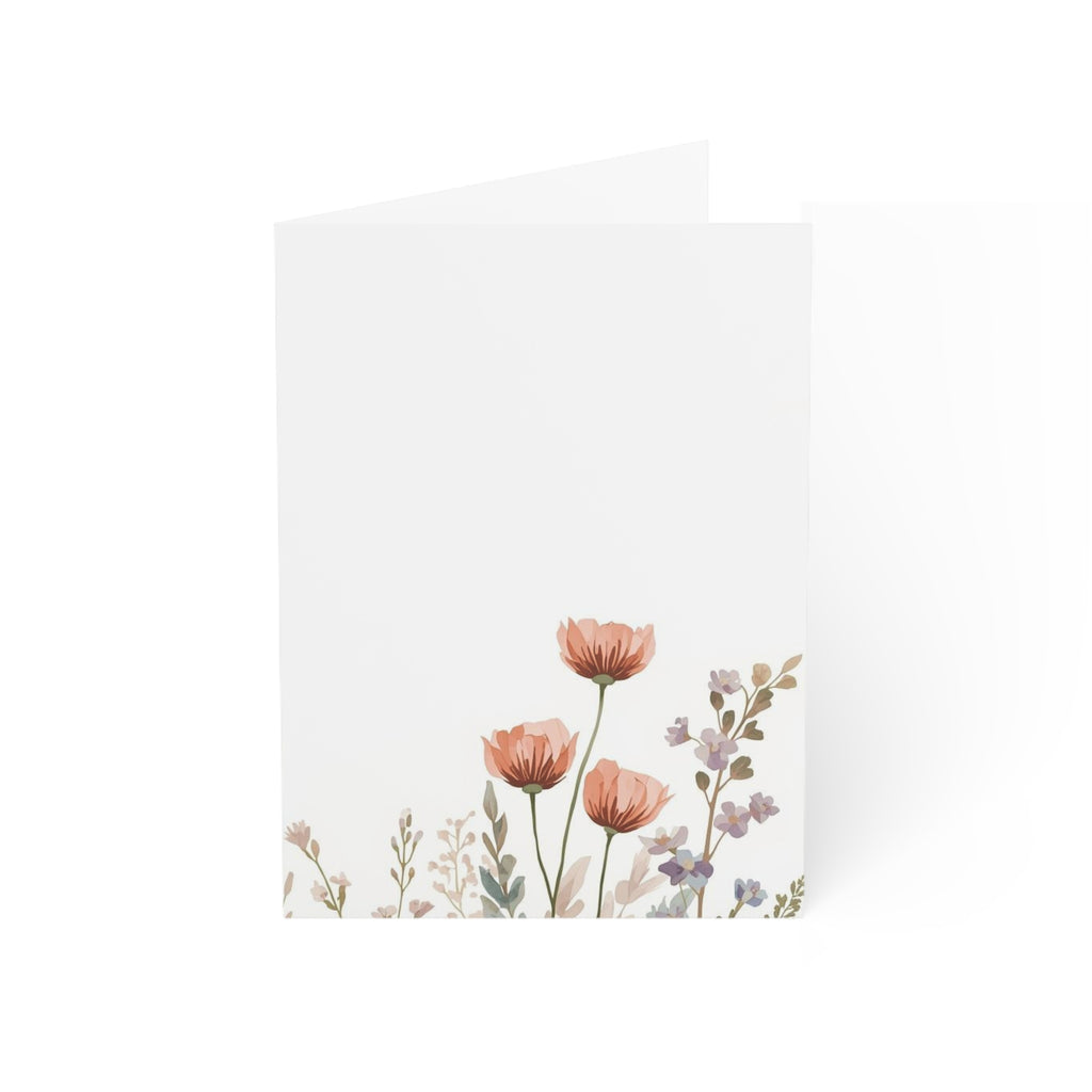 Floral Greeting Cards — Set of 1/10/30/50 (Minimal Wildflower Note Cards)