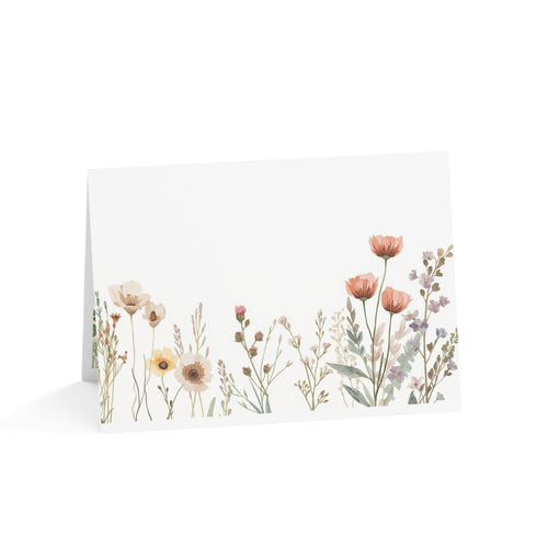 Floral Greeting Cards — Set of 1/10/30/50 (Minimal Wildflower Note Cards)